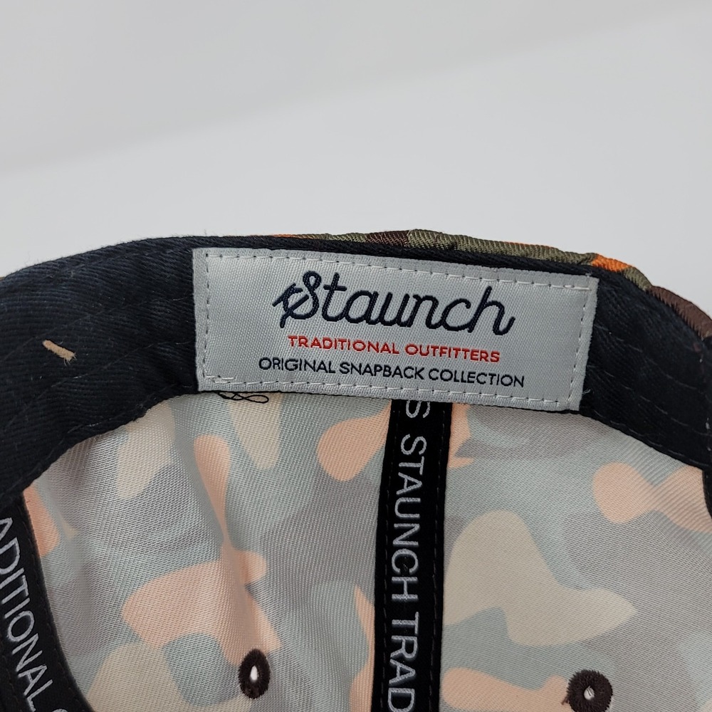 Staunch Traditional Outfitters Men's Snapback Hat Orange Camo USA Flag Patch Cap - Picture 7 of 7